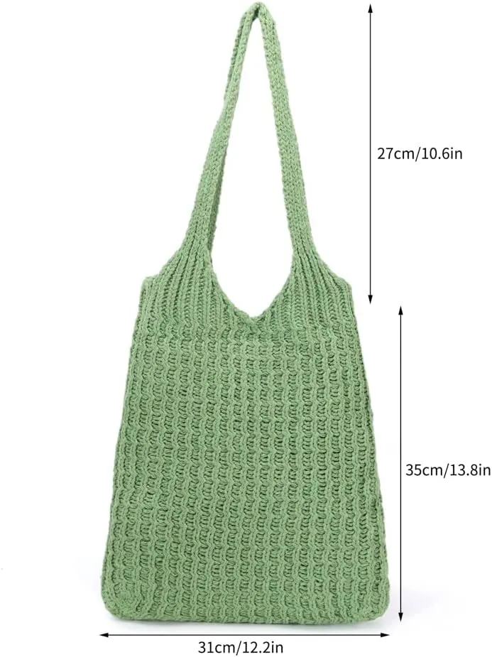 ENBEI Handmade Crochet Shoulder Bag for Women, Foldable and Lightweight Polyester Tote, Stylish & Practical Travel Purse