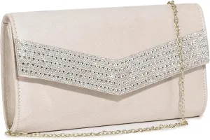 Evening Handbags for Women Rhinestone Clutch Purse for Wedding Party Prom Faux Suede Envelope Shoulder Bag