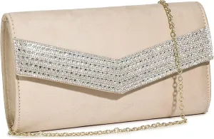 Evening Handbags for Women Rhinestone Clutch Purse for Wedding Party Prom Faux Suede Envelope Shoulder Bag
