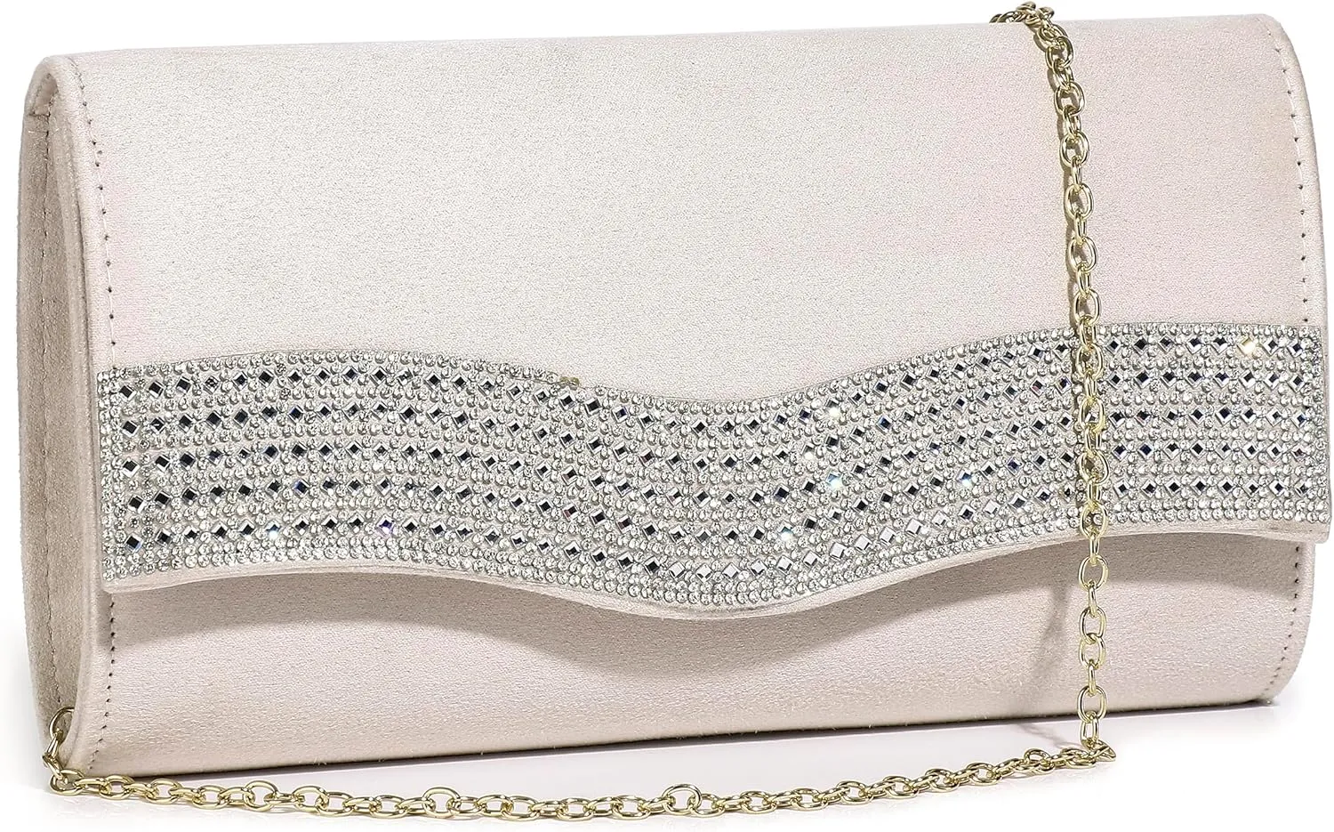 Evening Handbags for Women Rhinestone Clutch Purse for Wedding Party Prom Faux Suede Envelope Shoulder Bag
