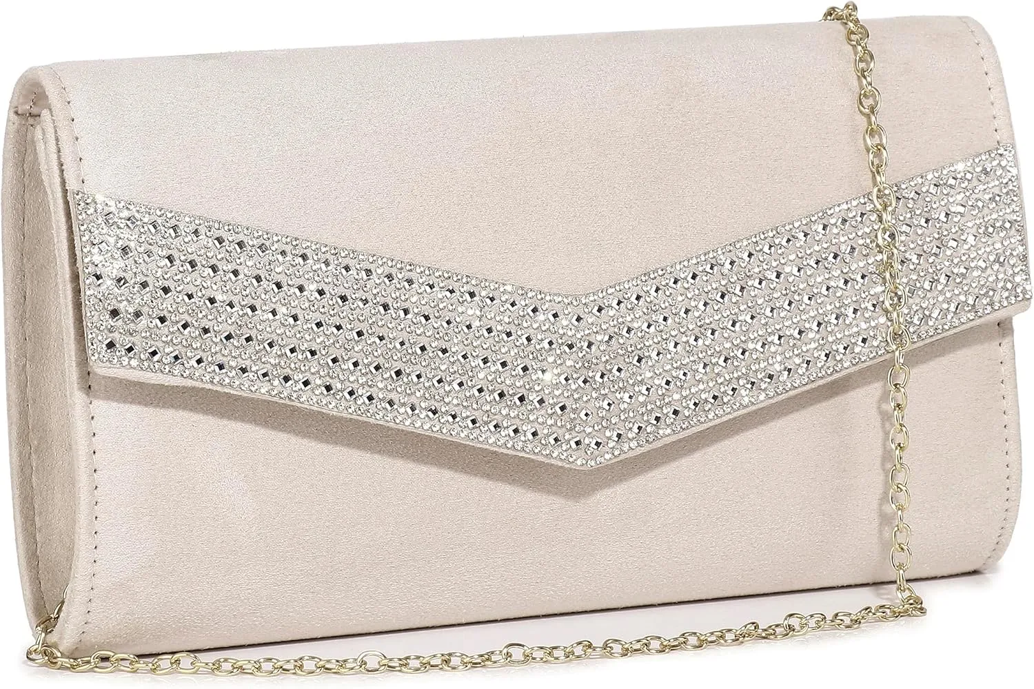 Evening Handbags for Women Rhinestone Clutch Purse for Wedding Party Prom Faux Suede Envelope Shoulder Bag