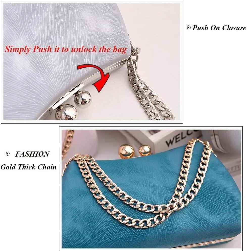 Evening Shoulder Bag Women's Satchel Clutch with Decorative Chain Wedding/Prom/Party Purse