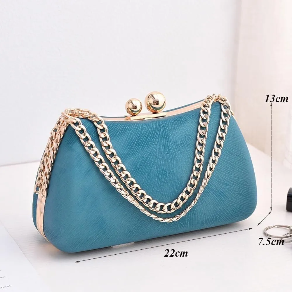 Evening Shoulder Bag Women's Satchel Clutch with Decorative Chain Wedding/Prom/Party Purse