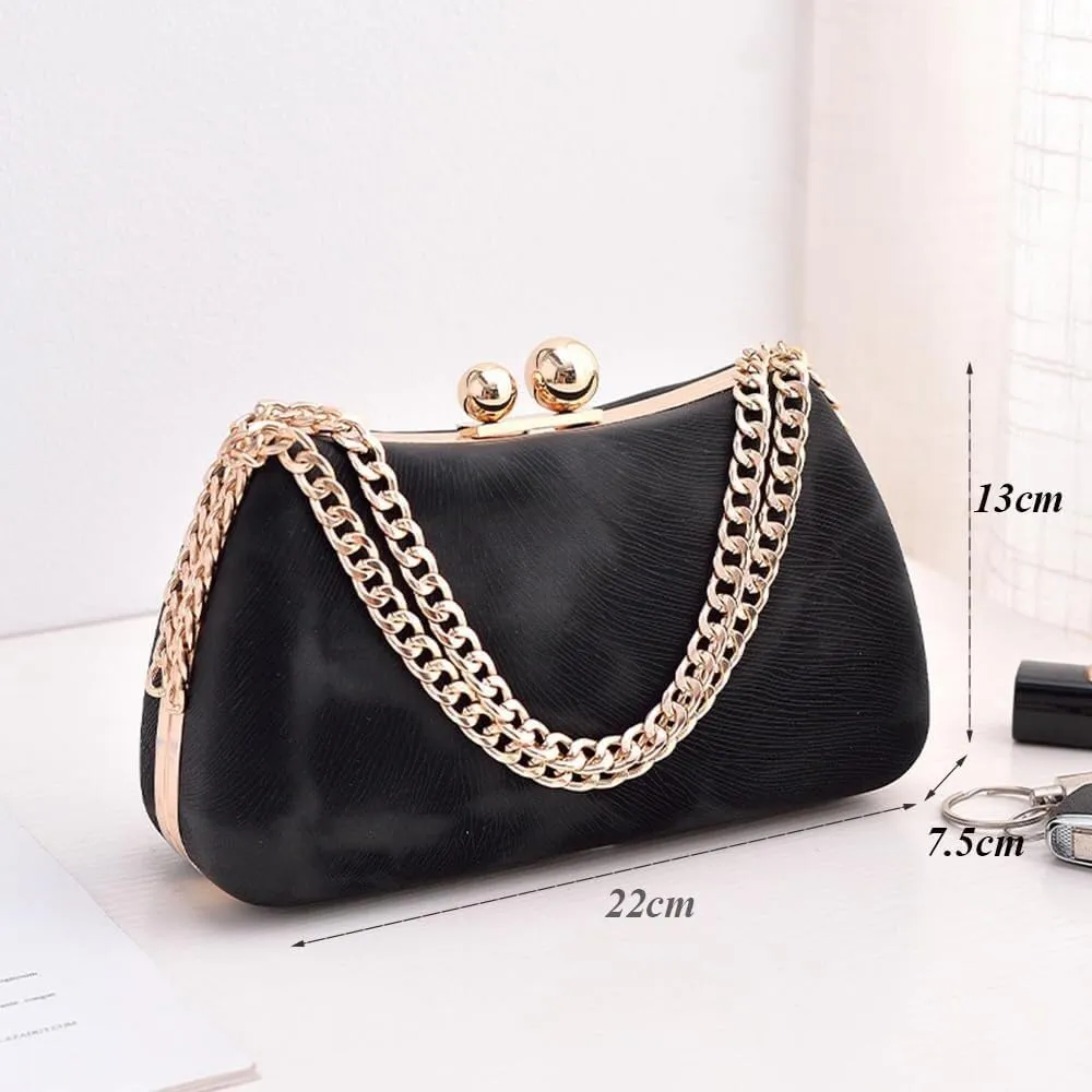 Evening Shoulder Bag Women's Satchel Clutch with Decorative Chain Wedding/Prom/Party Purse