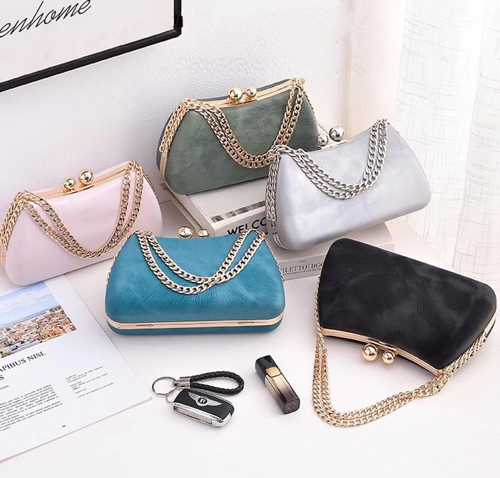 Evening Shoulder Bag Women's Satchel Clutch with Decorative Chain Wedding/Prom/Party Purse