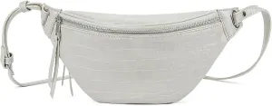 Fashion Waist Pack for Women Men Embossed Croc Leather Fanny Pack Crossbody Bags Waist Belt Bag for Travel Hiking Cycling Off White