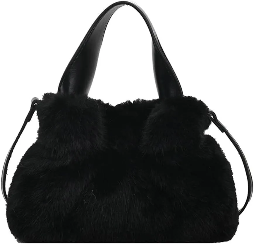 Faux Fur Bucket Bags for Women Fuzzy Crossbody Purses for Women Slouchy Shoulder Bag Retro Hobo Bag Handbag Purse Trendy