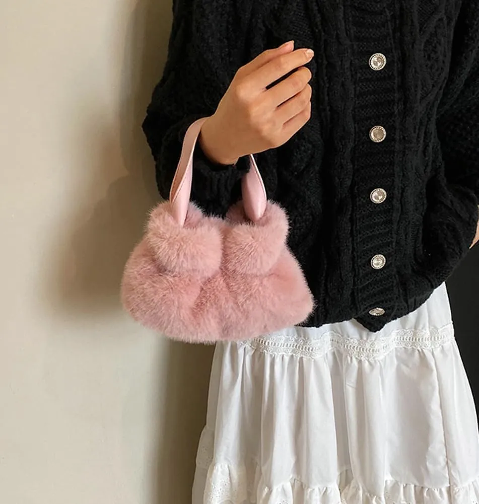 Faux Fur Bucket Bags for Women Fuzzy Crossbody Purses for Women Slouchy Shoulder Bag Retro Hobo Bag Handbag Purse Trendy