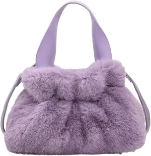 Faux Fur Bucket Bags for Women Fuzzy Crossbody Purses for Women Slouchy Shoulder Bag Retro Hobo Bag Handbag Purse Trendy