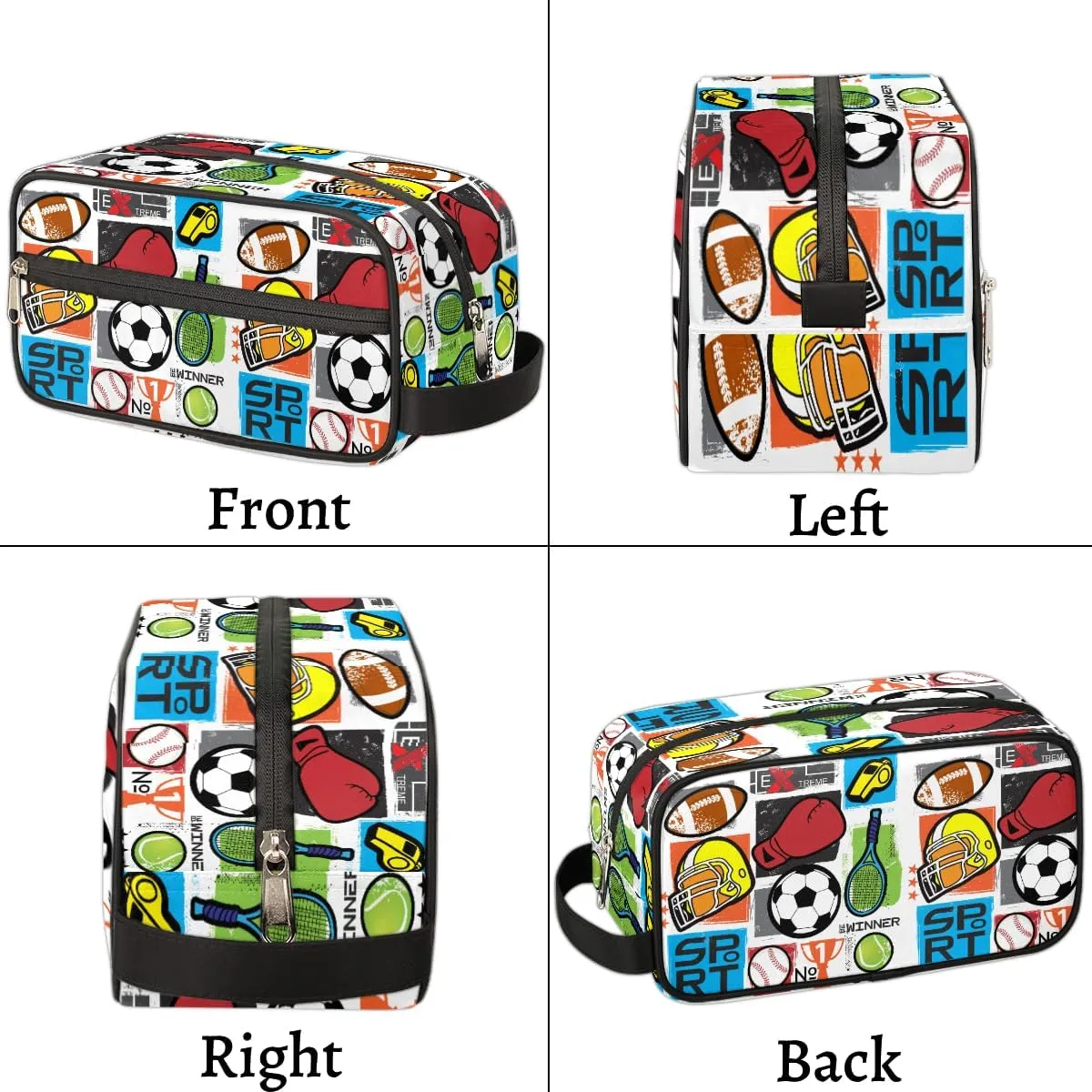 Football Baseball Travel Toiletry Bag for Boys, Waterproof Hanging Dopp Kit with Large Capacity for Men, Shaving Bag for Travel,Sports Shower