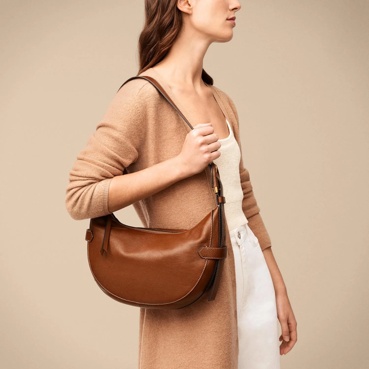 Fossil Women's Harwell Leather Hobo Shoulder Bag
