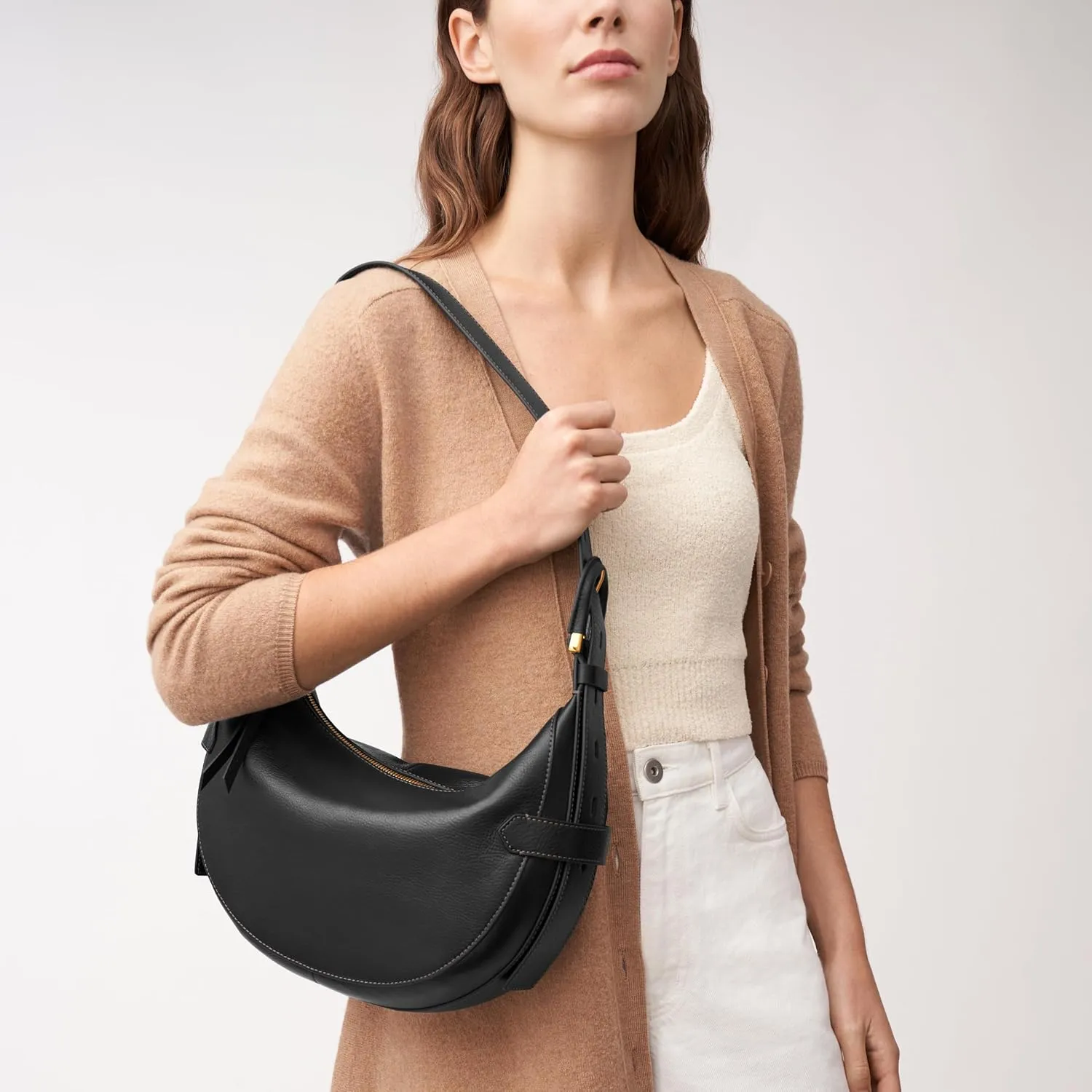 Fossil Women's Harwell Leather Hobo Shoulder Bag
