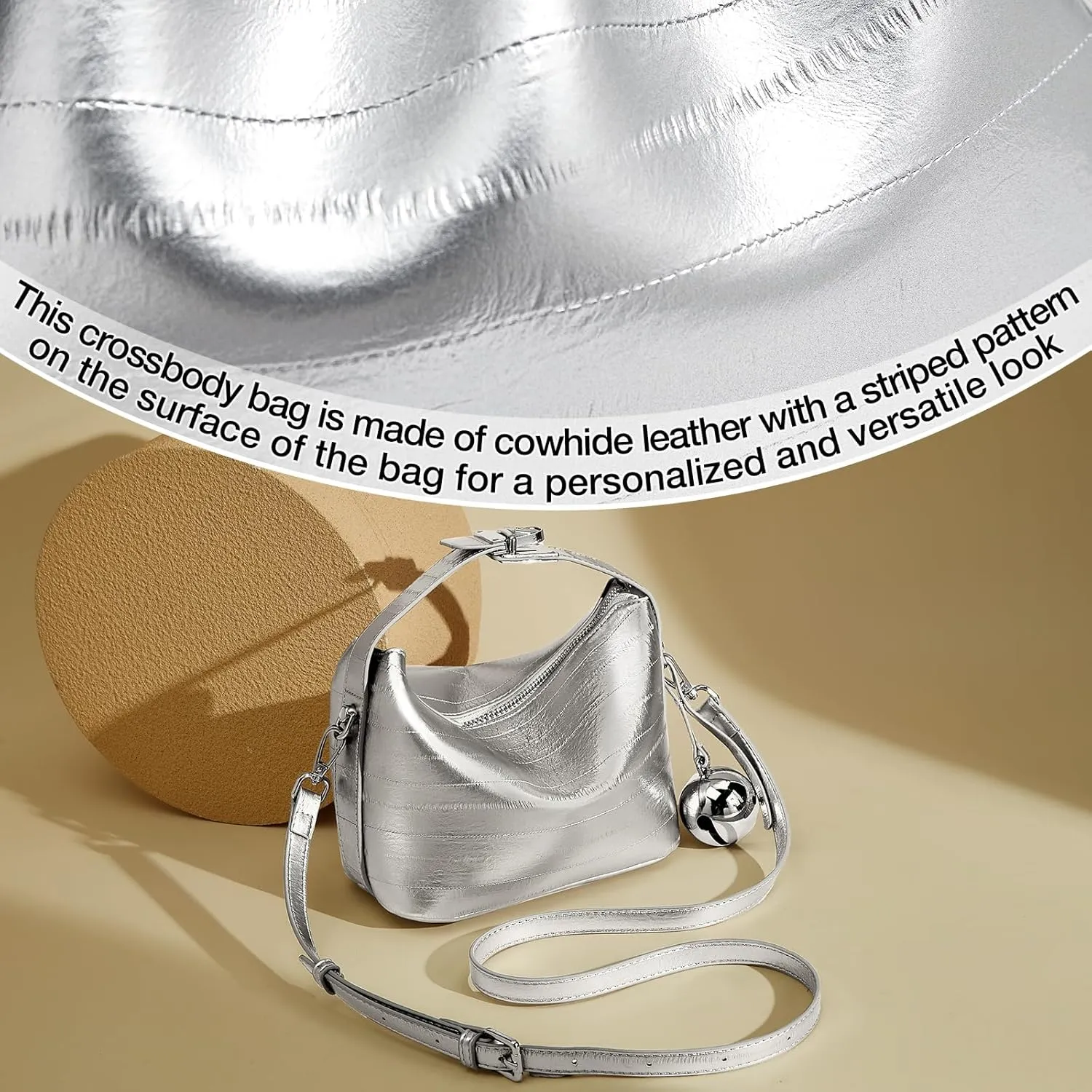 FOXLOVER Cowhide Leather Crossbody Bags for Women Small Adjustable Chain Strap Stylish Trendy Purse