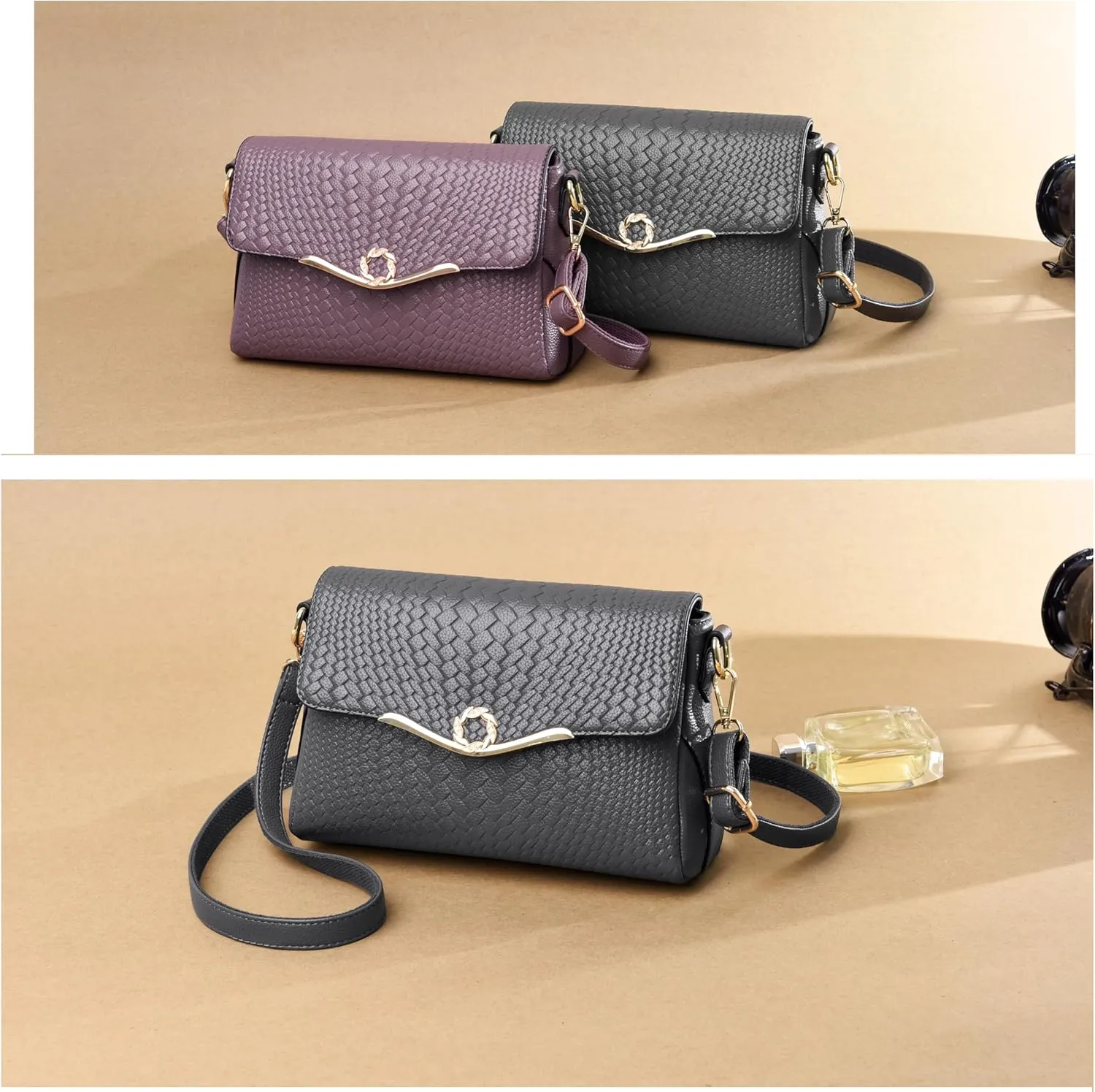 FSD. WG Crossbody Bags for Women Leather Ladies Shoulder Purses with Chain Strap Stylish Clutch Purse