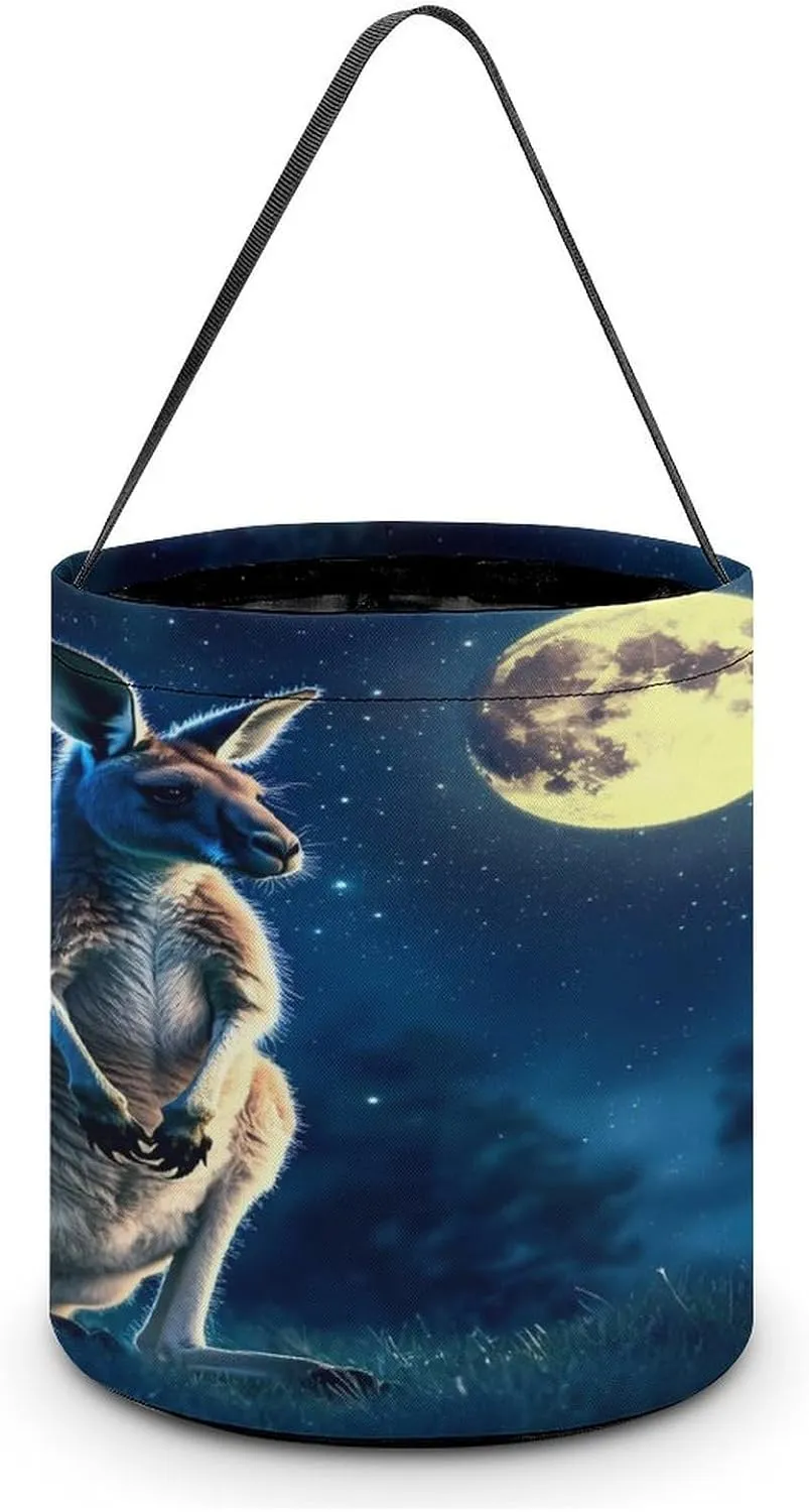 Funny Kangarooes Moon Halloween Candy Bag Candy Tote Bucket Gift Bags Party Supplies for Women Men