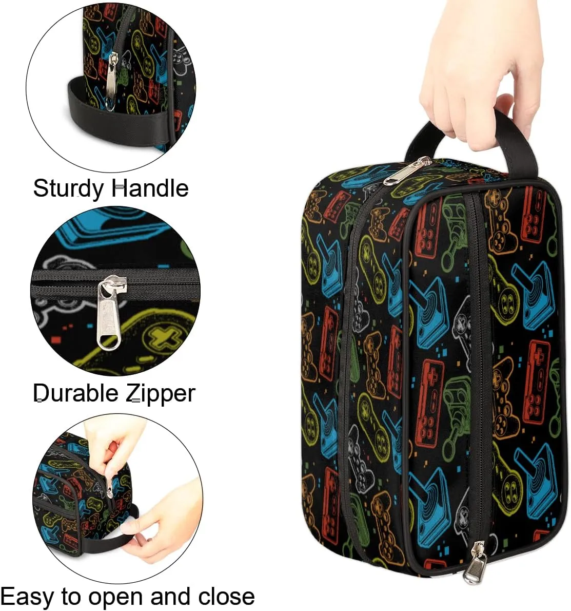 Game Controller Travel Toiletry Bag for Boys Teens, Waterproof Hanging Dopp Kit for Men, Shaving Bag with Large Capacity for Travel,Sports Shower