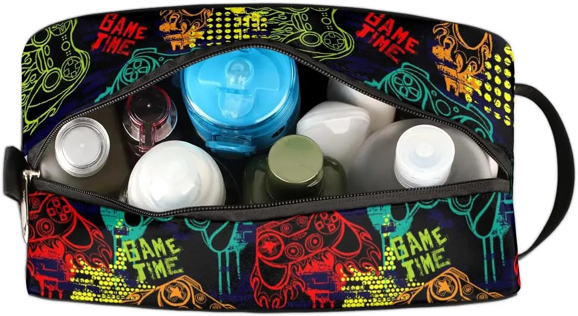 Game Joysticks Boys Travel Toiletry Bag, Kids Waterproof Hanging Dopp Kit, Wash Bag with Large Capacity for Travel, Sports, Shower
