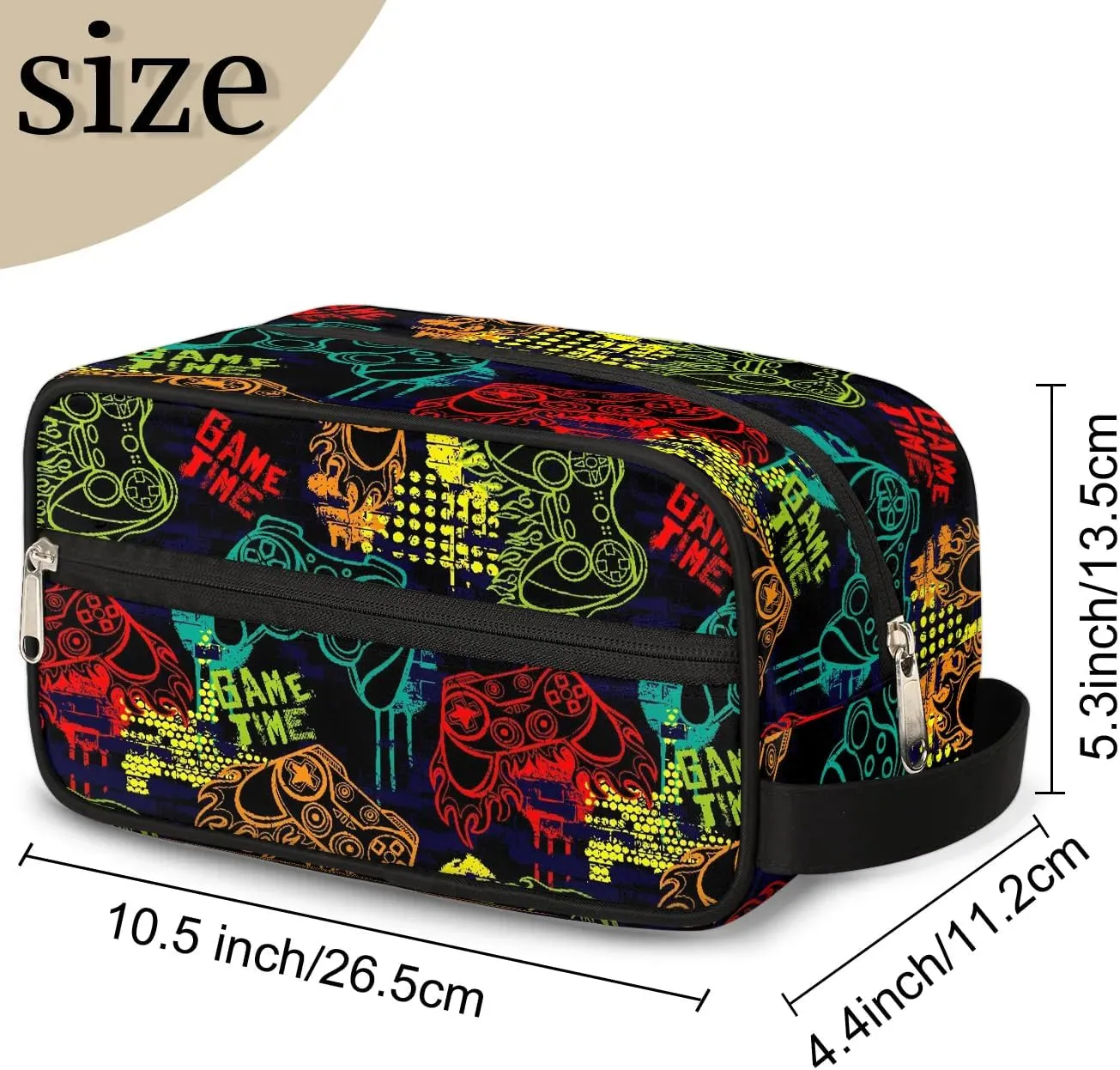 Game Joysticks Boys Travel Toiletry Bag, Kids Waterproof Hanging Dopp Kit, Wash Bag with Large Capacity for Travel, Sports, Shower