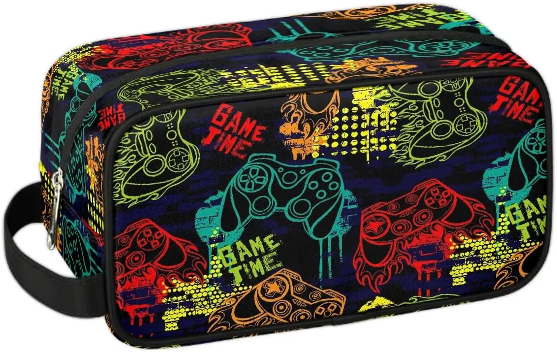 Game Joysticks Boys Travel Toiletry Bag, Kids Waterproof Hanging Dopp Kit, Wash Bag with Large Capacity for Travel, Sports, Shower