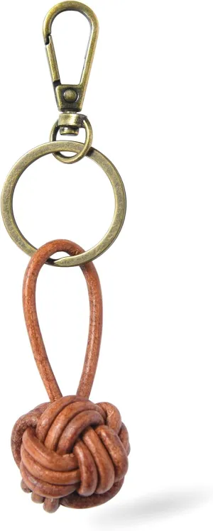 GENIQUE Leather Bag Charm Keychain with 3 Strands, Antique Distressed Colors,