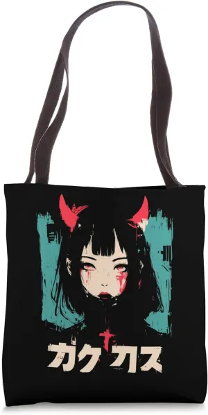 Goth Grunge Demon Anime Girl Waifu Horror Alt Aesthetic Tote Bag