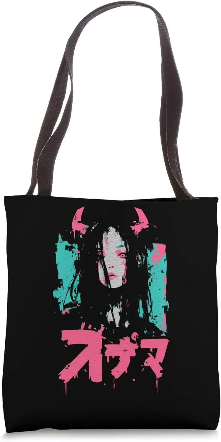 Goth Grunge Demon Anime Girl Waifu Horror Alt Aesthetic Tote Bag