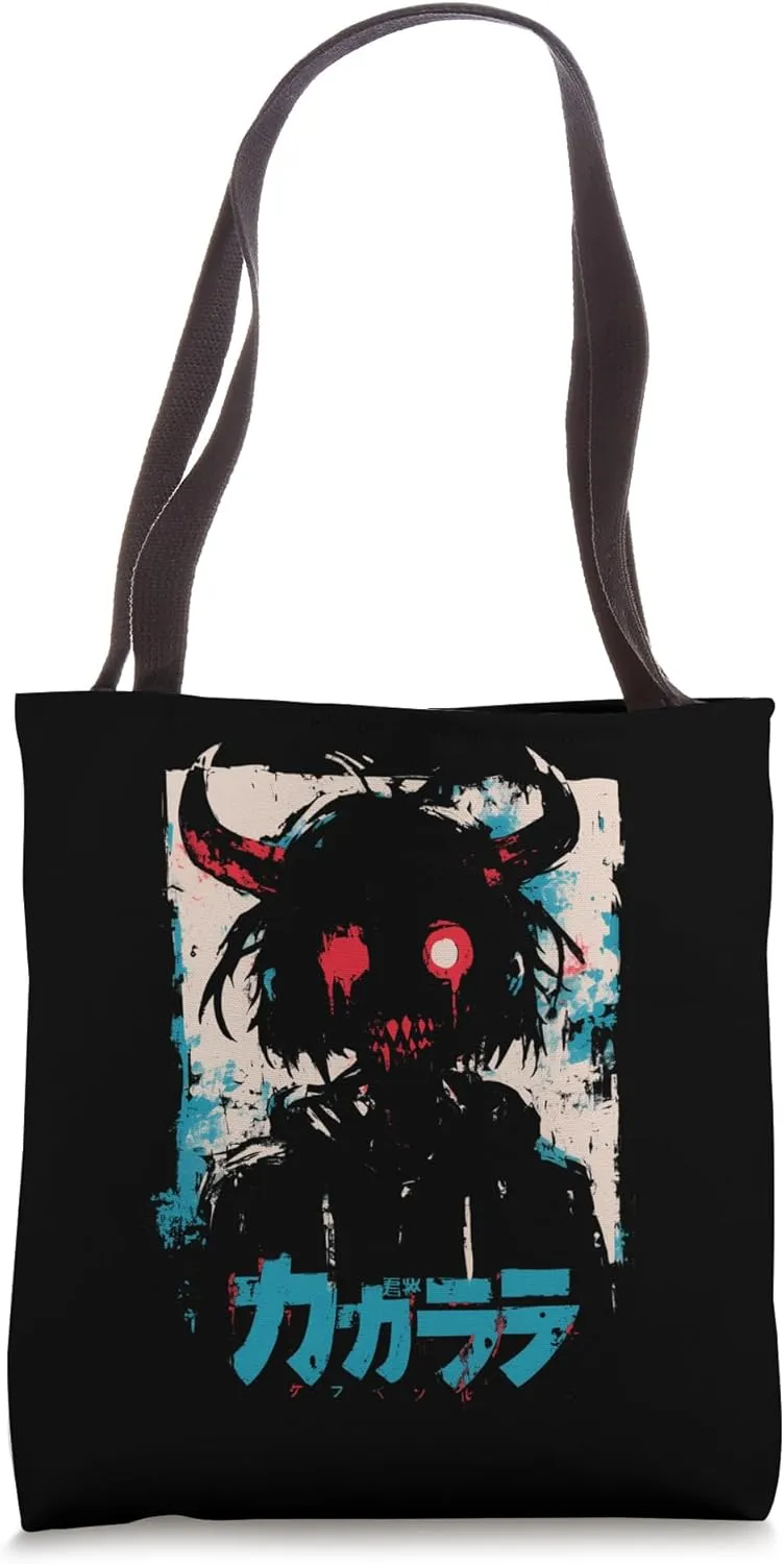 Goth Grunge Demon Anime Girl Waifu Horror Alt Aesthetic Tote Bag