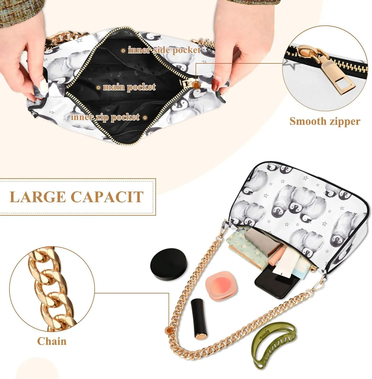 Green Floral Clutch Habdbags Womens Simple Shoulder Bags Hobo Clutch Purse Zipper Closure