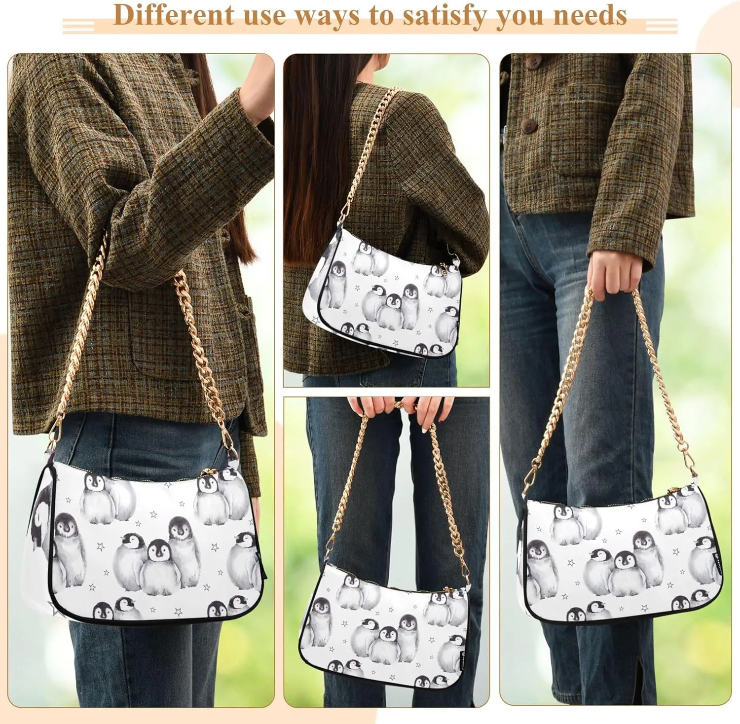 Green Floral Clutch Habdbags Womens Simple Shoulder Bags Hobo Clutch Purse Zipper Closure