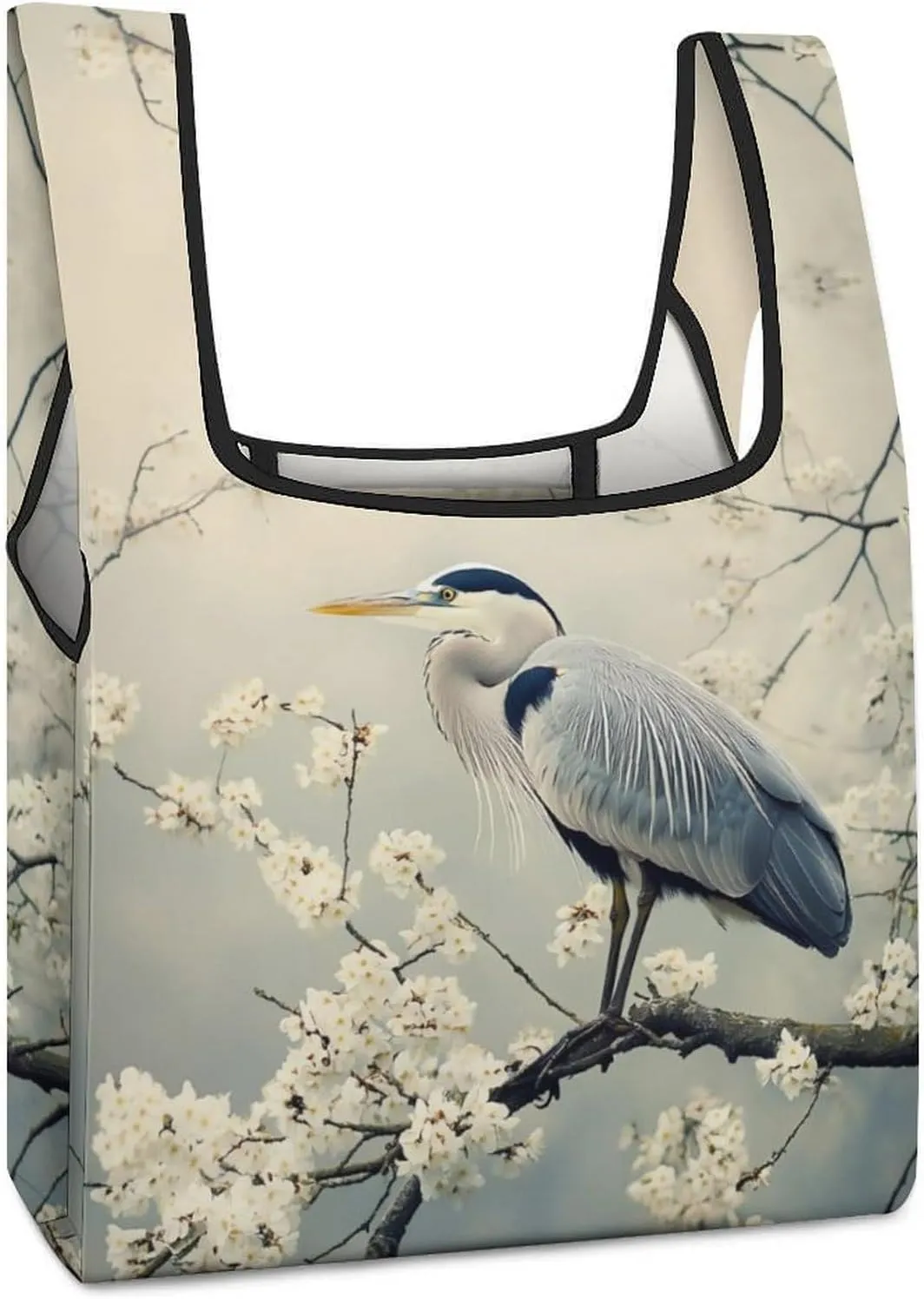 Grey Heron Blue Shopping Bags Reusable Grocery Bag Lightweight Tote Bags Holiday Bags with Handles