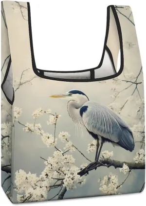 Grey Heron Blue Shopping Bags Reusable Grocery Bag Lightweight Tote Bags Holiday Bags with Handles