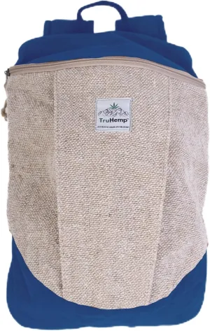 Handcrafted Hemp Backpack, Blue  Spacious & Durable Backpack with Cotton Lining, Ideal for Everyday Use, Travel, and Work
