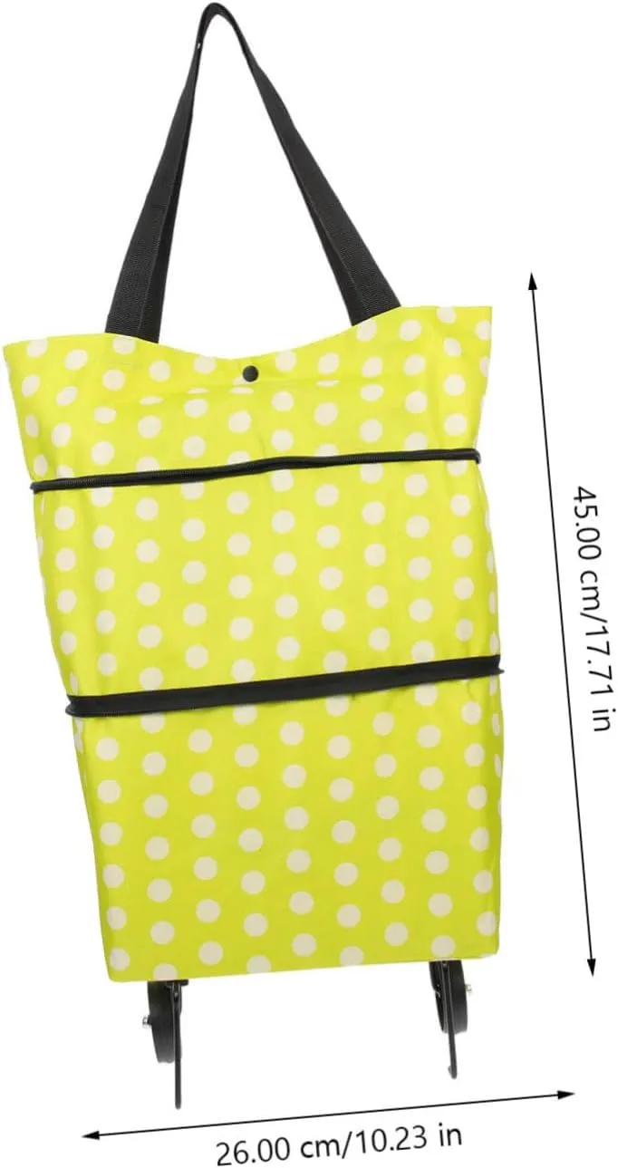 HEALLILY Shopping Cart Tey Wheeled Collapsible Tote Practical Folding Fabric Reusable Bag Large Capacity Grocery