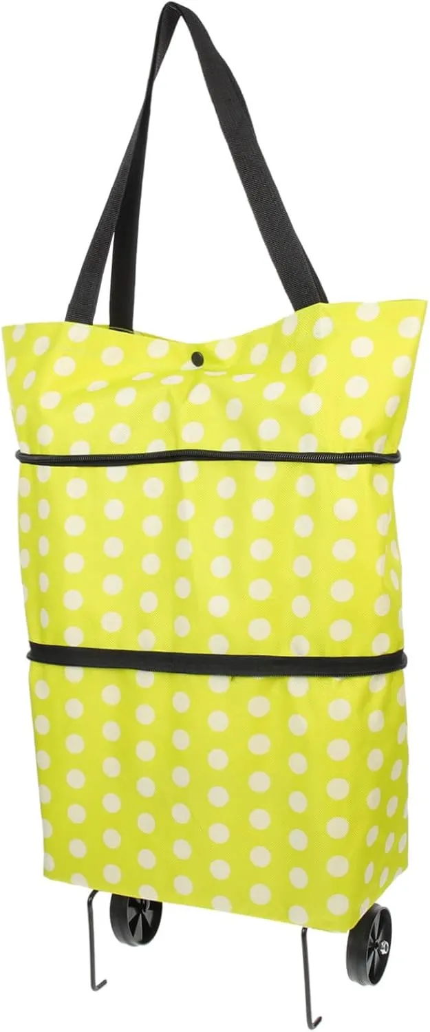 HEALLILY Shopping Cart Tey Wheeled Collapsible Tote Practical Folding Fabric Reusable Bag Large Capacity Grocery