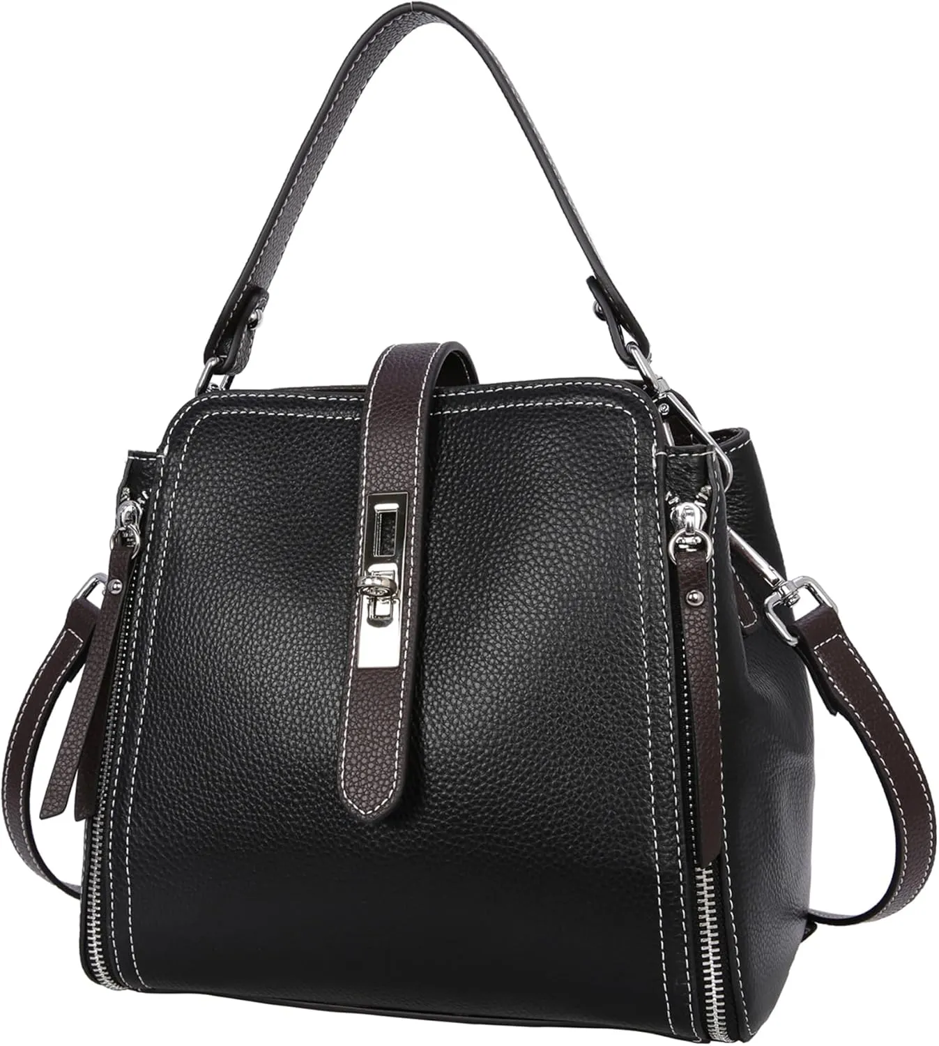 HESHE Leather Purses and Handbags Shoulder Bags Satchel Purses Ladies Pocketbook Bag Designer Crossbody Bags