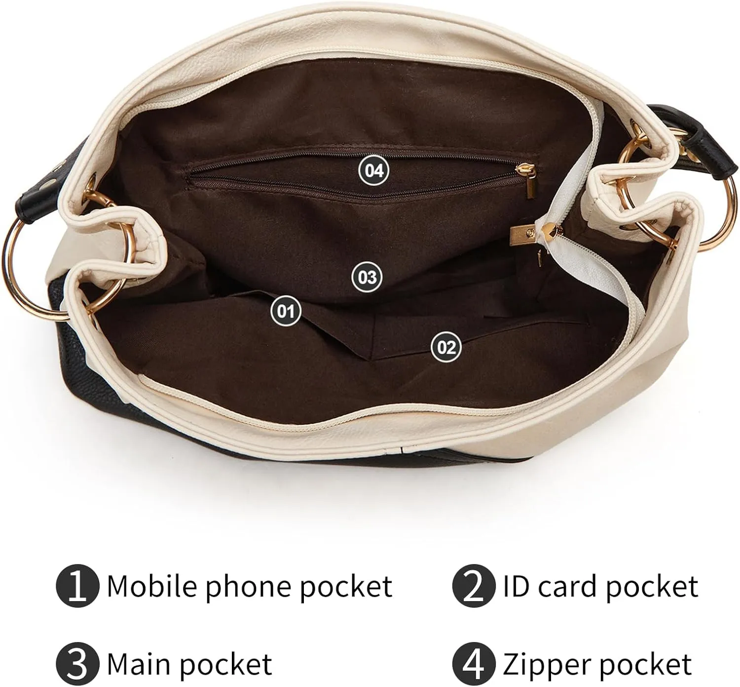 Hobo Bag for Women Leather Top Handle Shoulder Bags Large Purses and Handbags with Cute Pendant (Black)