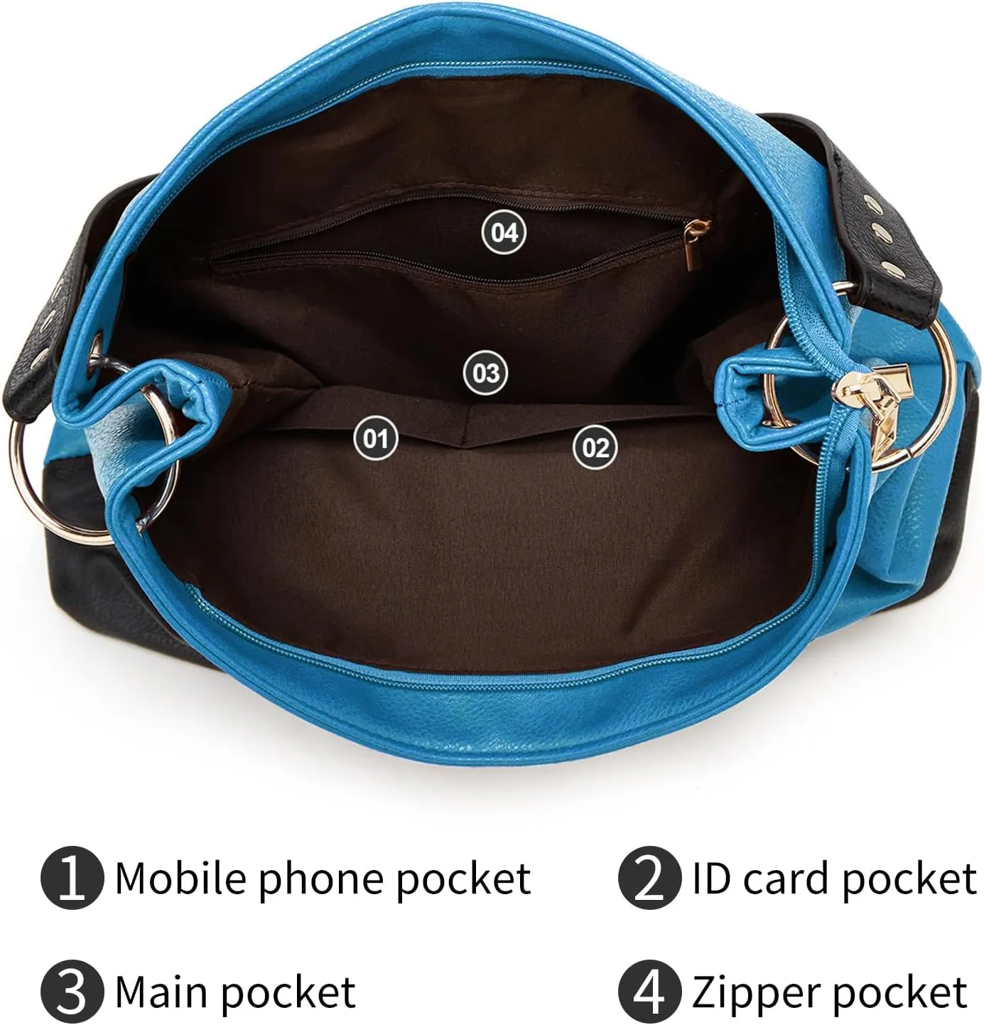 Hobo Bag for Women Leather Top Handle Shoulder Bags Large Purses and Handbags with Cute Pendant (Black)
