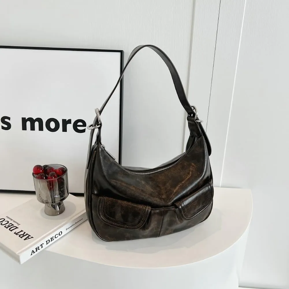 Hobo Bag Women PU Leather Tote Purse Stylish Casual Trendy Handbags Large Soft Shoulder Bags, One Color, One Size