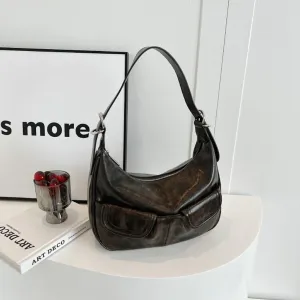 Hobo Bag Women PU Leather Tote Purse Stylish Casual Trendy Handbags Large Soft Shoulder Bags, One Color, One Size