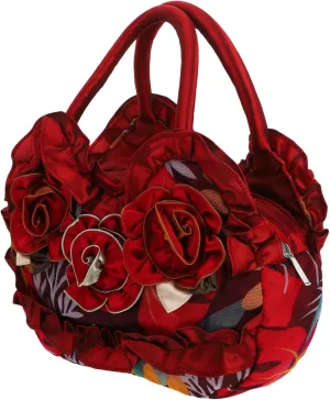 Homoyoyo Flower Design Women Casual Tote Bag Durable Zipper Handbag for Shopping Lightweight Canvas Stylish Floral Pattern for Everyday Use and Essentials Storage