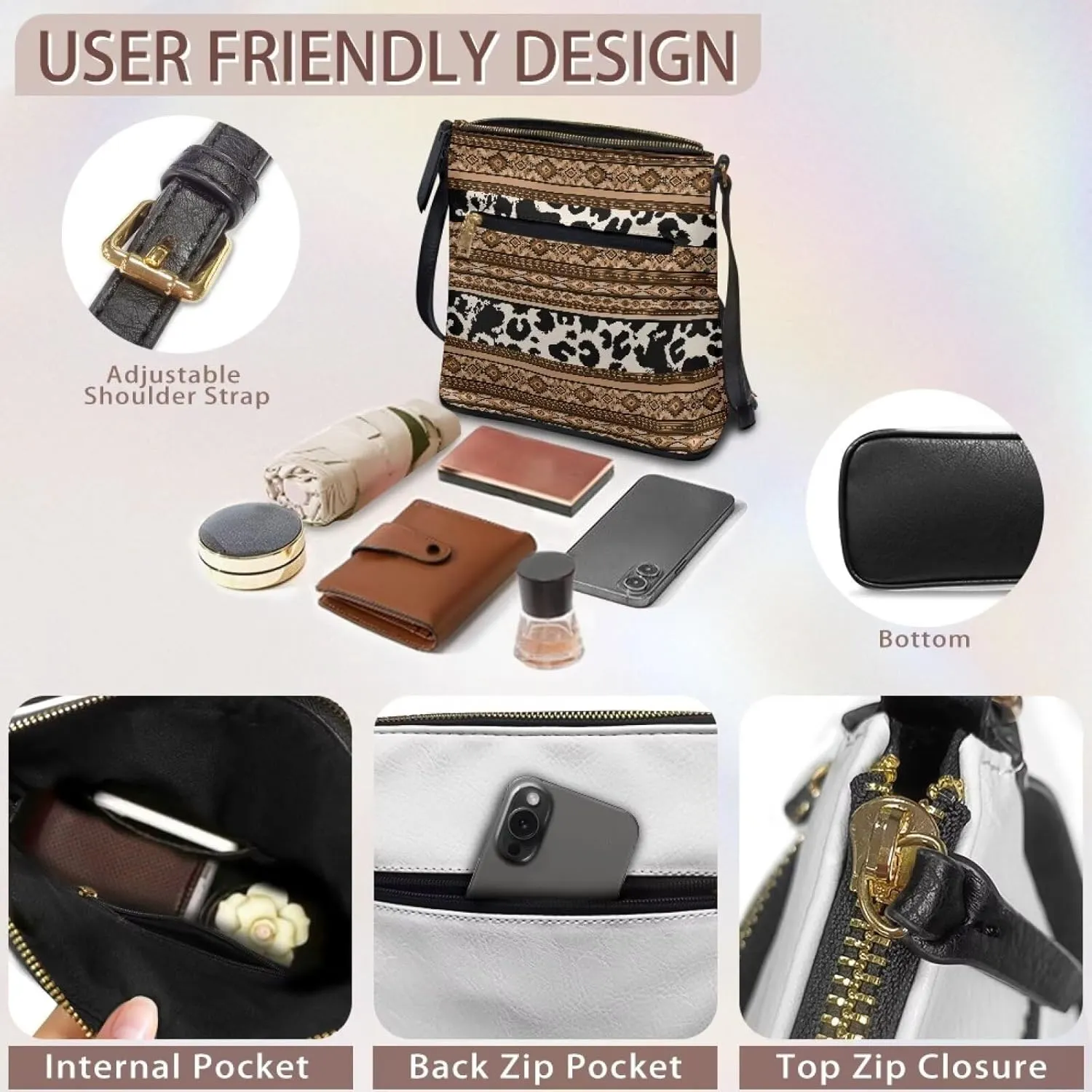 HUGS IDEA Crossbody Shoulder Handbags Crossbody Purse Large Size Sling Bags Leather Tote Hand Bags