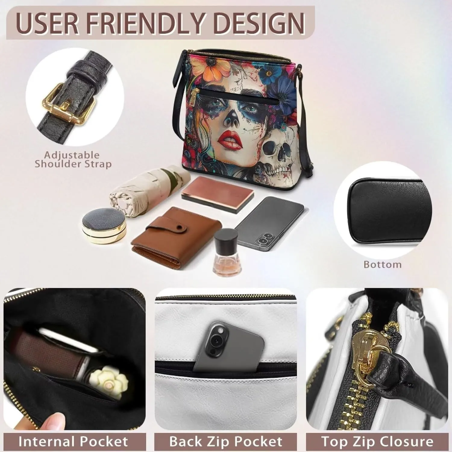 HUGS IDEA Crossbody Shoulder Handbags Crossbody Purse Large Size Sling Bags Leather Tote Hand Bags