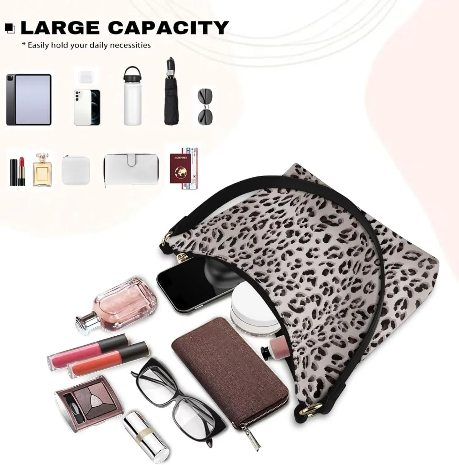 HUGS IDEA Leopard Print Clutch Handbag Fashion Shoulder Purse for Lady Tote Bag Underarm Purse for Work