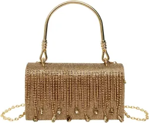 Hycurey Elegant Rhinestone Evening Bag for Women Clutch Glitter Shoulder Purse with Chain Strap Evening Purse for Dinner