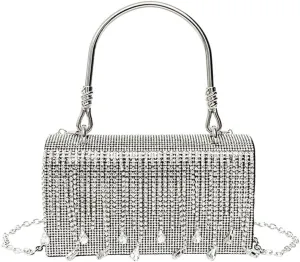 Hycurey Elegant Rhinestone Evening Bag for Women Clutch Glitter Shoulder Purse with Chain Strap Evening Purse for Dinner