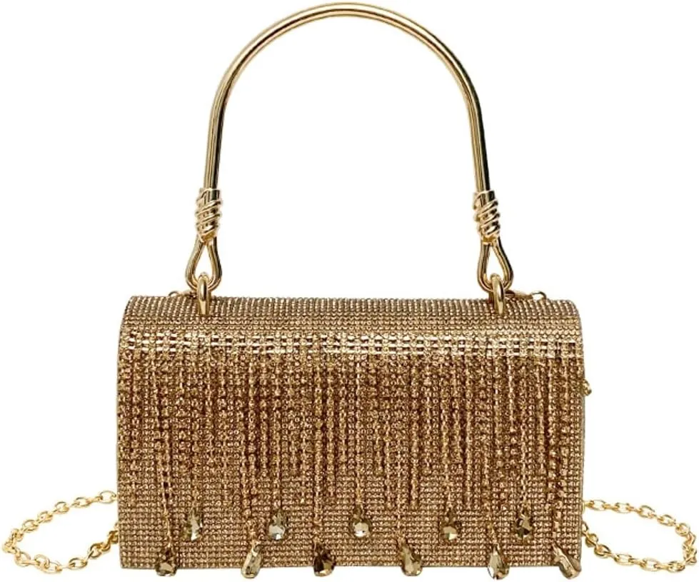 Hycurey Elegant Rhinestone Evening Bag for Women Clutch Glitter Shoulder Purse with Chain Strap Evening Purse for Dinner