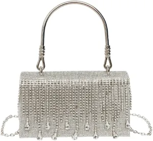 Hycurey Elegant Rhinestone Evening Bag for Women Clutch Glitter Shoulder Purse with Chain Strap Evening Purse for Dinner