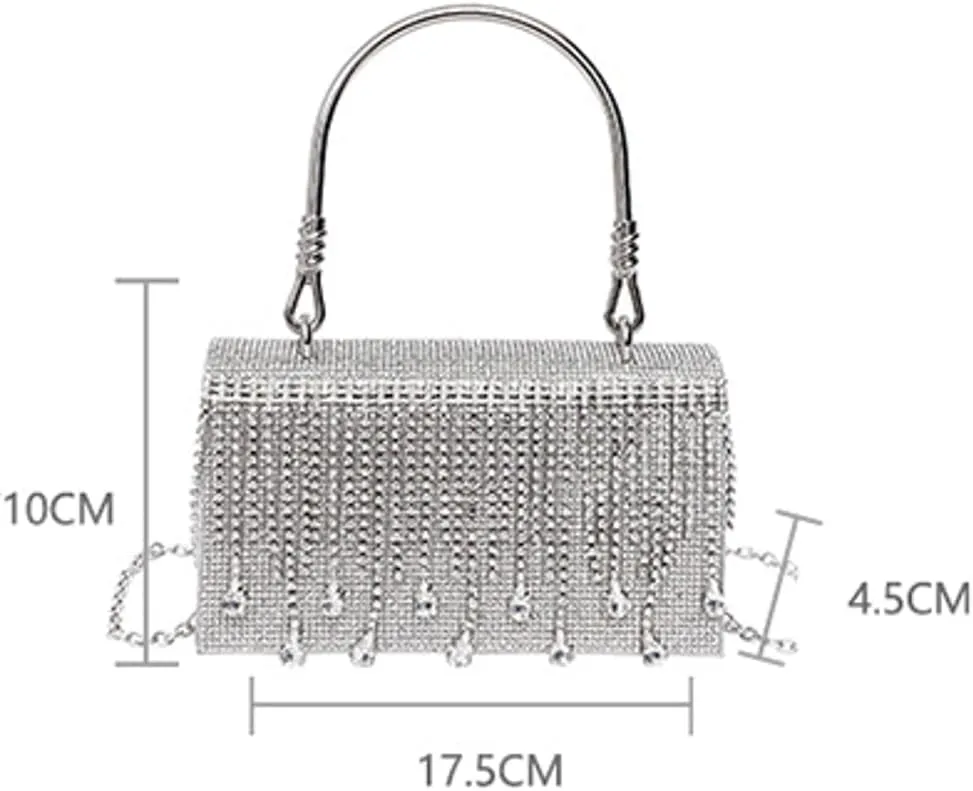 Hycurey Elegant Rhinestone Evening Bag for Women Clutch Glitter Shoulder Purse with Chain Strap Evening Purse for Dinner