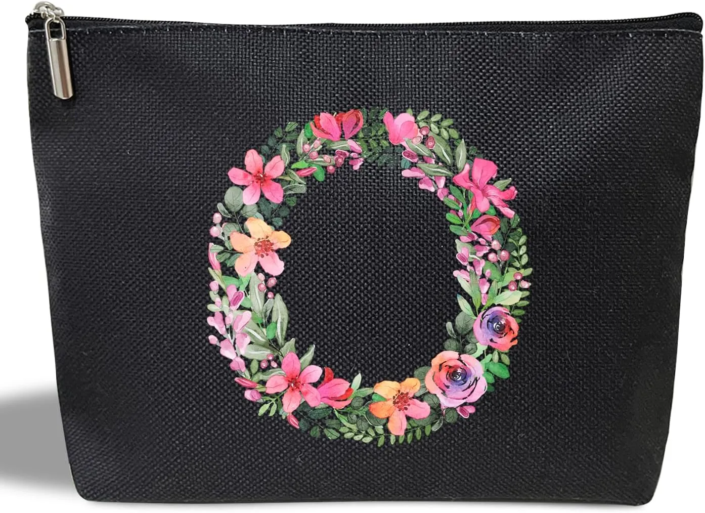 Initial Letter O Gifts for Women Mom Friend Besties Sister, Black Monogrammed Makeup Bag, Cosmetic Travel Bag with Zipper for Mother's Day Wedding Graduation, Bride Bridesmaid Pouch Toiletry Bag - 15