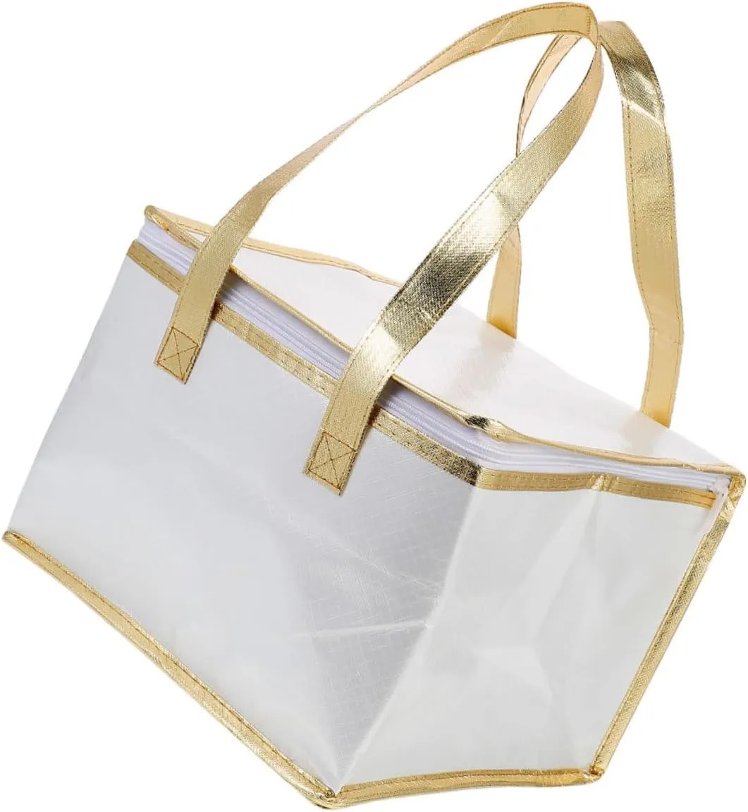Insulated Food Transport Bag Reusable Grocery Tote with Heat Preservation for Cake Pizza and Food with Trim